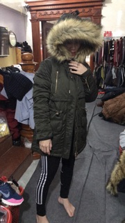 Parka lót lông xuất pháp cho nữ