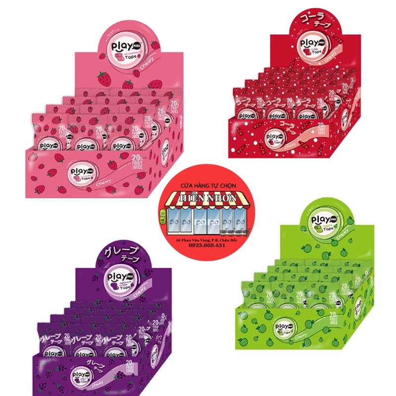 Kẹo dẻo cuộn vị dâu, táo, nho Nhật, Cola Playmore Thái Lan 21g