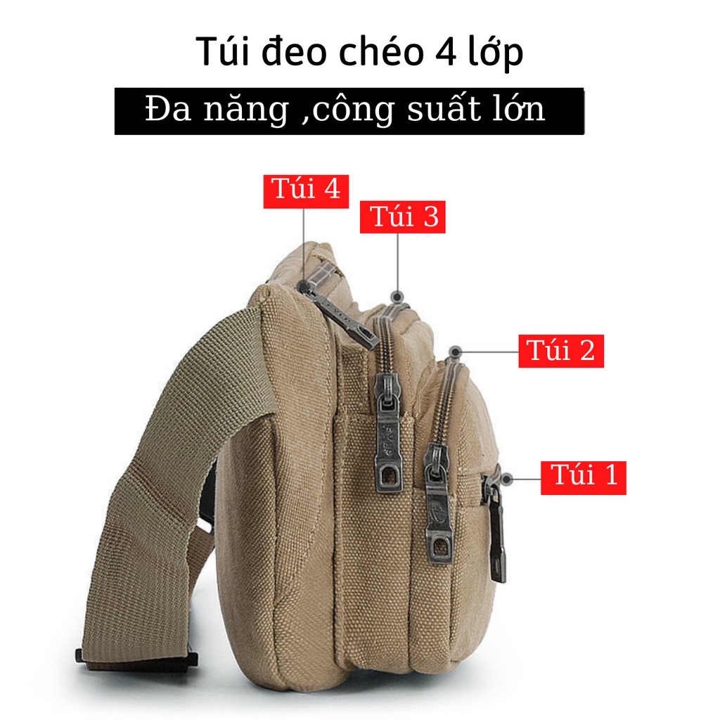 Túi đeo chéo nam nữ FANYI LIANGPIN 6110 phong cách quân đội (ảnh thật)