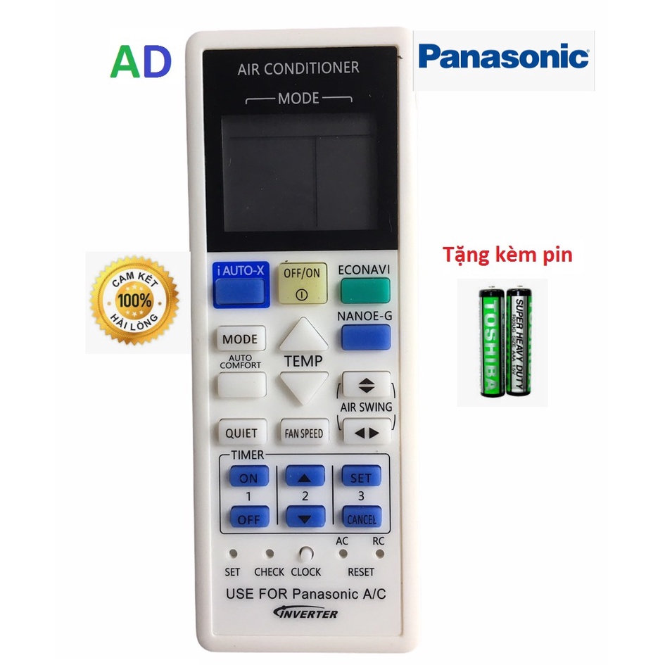 ĐIỀU KHIỂN ĐIỀU HÒA PANASONIC iAUTO-X ECONAVI INVERTER -  A75C4143- REMOTE ĐIỀU KHIỂN MÁY LẠNH PANASONIC