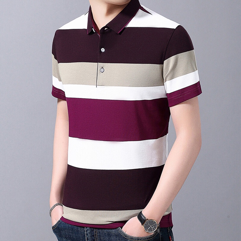 Áo Sơ Mi polo Họa Tiết Kẻ Sọc Thời Trang Lịch Lãm Cho Nam