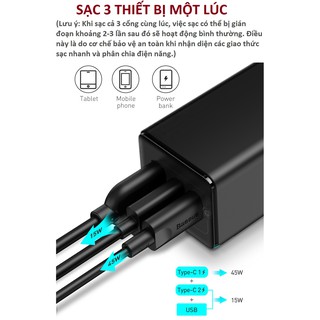 [2type-C +1USB]Cốc sạc nhanh 65W Baseus GaN2 Pro CCGAN65E2