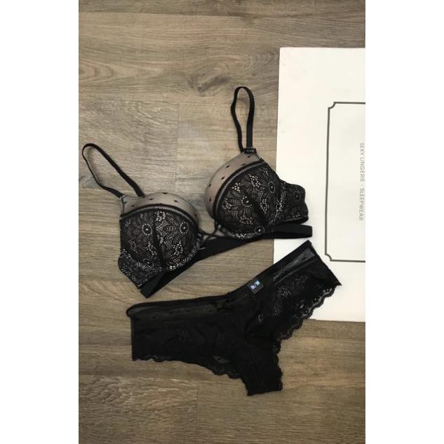 Bộ đồ lót Vicky ren mút kép siêu đẩy - BL