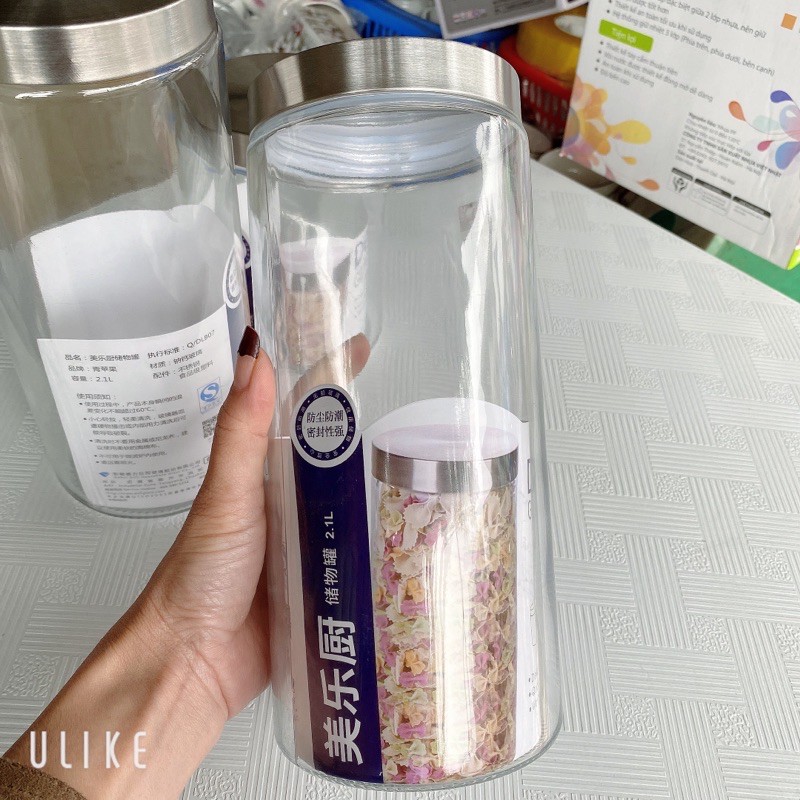 [RẺ VÔ ĐỊCH] Lọ Gia Vị Thuỷ Tinh Hình Trụ Đứng - Nắp Tráng Inox , Lọ thuỷ tinh 1.2L - 2L | BigBuy360 - bigbuy360.vn