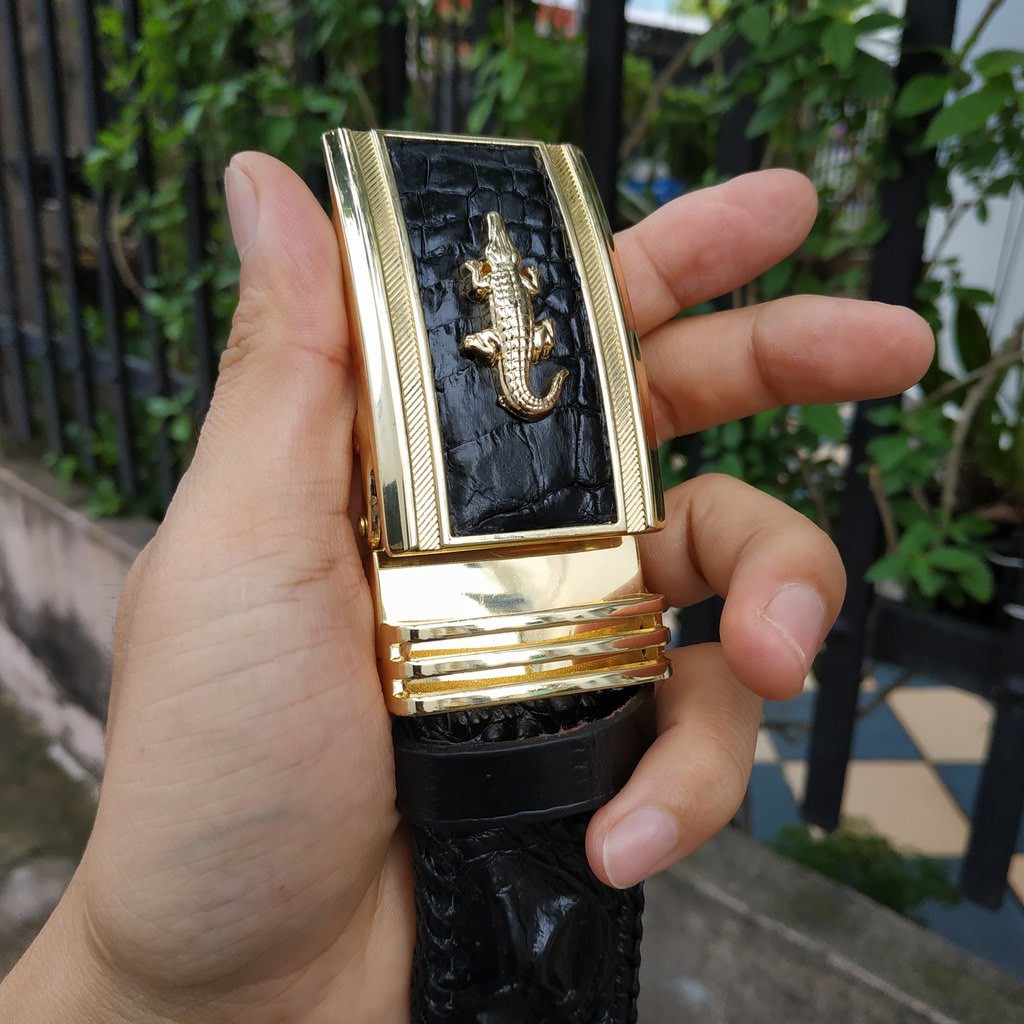 Thắt Lưng Da Cá Sấu Nam  Đan Viền Thủ Công Rất Đẹp!