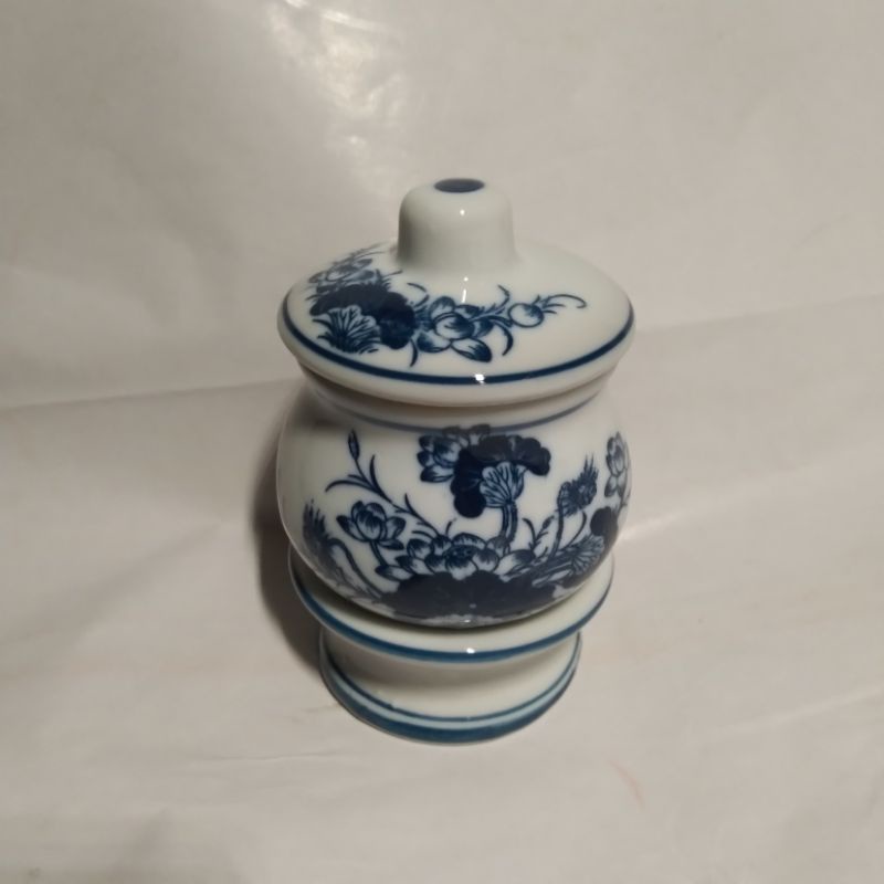 Chung nước bát tràng có đế rời thờ cúng - chóe gạo muối có nắp đậy cao 12 cm