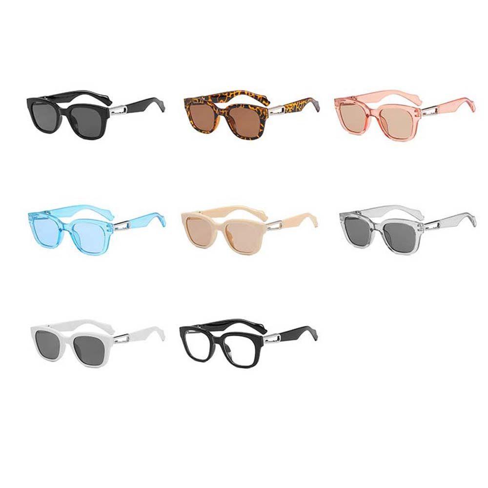 DWAYNE Men Women Sunglasses European And American Driving Eyeglasses Rectangle Sunglasses White Leopard Print Metal Hook Buckle Rectangle Hook Buckle Hip Hop Korean Style Sunglasses/Multicolor