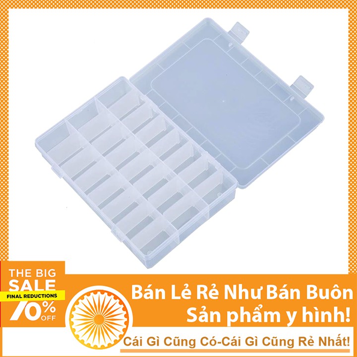 Hộp Nhựa Trong Suốt 24 Ngăn Đựng Linh Kiện Điện Tử