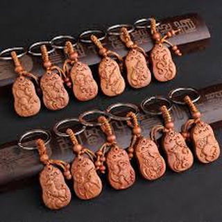 Móc khoá gỗ phong thuỷ 12 con giáp bình an