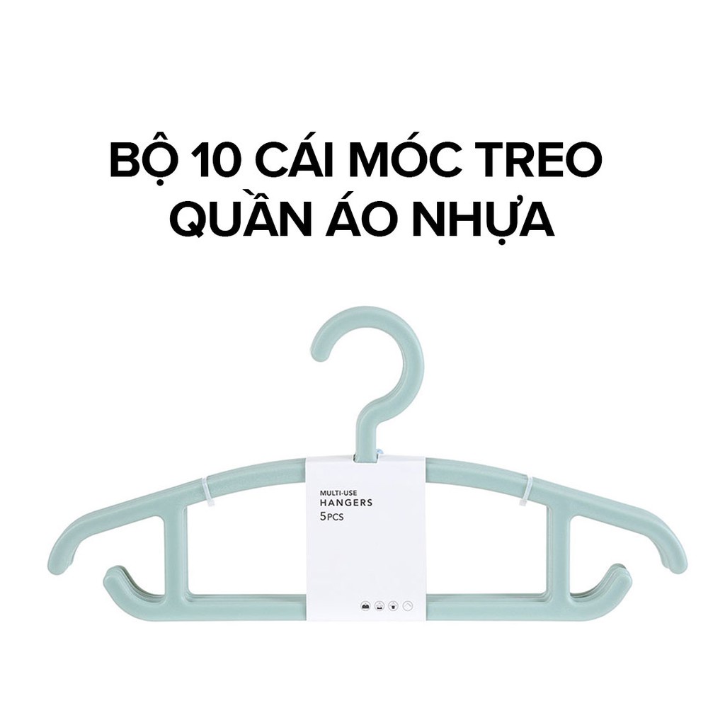 [Mã LIFEMALL2503 giảm 15% đơn 99K] Bộ 5 móc nhựa cao cấp treo quần áo đa năng Miniso (Xanh bạc hà)