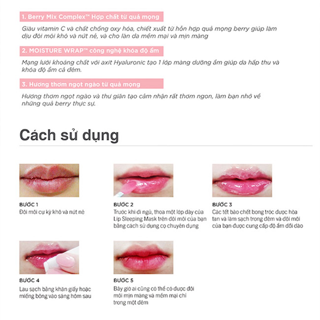 Mặt nạ ngủ môi Laneige Lip Sleeping Mask Berry 3g ( Mẫu Mới )