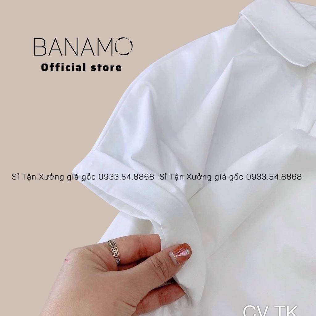 Áo sơ mi nữ tay hến phong cách công sở siêu đẹp thời trang Banamo Fashion sơ mi tay hến 3923 | BigBuy360 - bigbuy360.vn