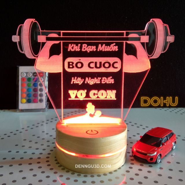 Tranh Truyền Động Lực Để Bàn Tích Hợp Đèn Led 16 Màu DOHU003: “Khi Bạn Muốn Bỏ Cuộc Hãy Nghĩ Đến Vợ Con” [Có 1 Không 2]