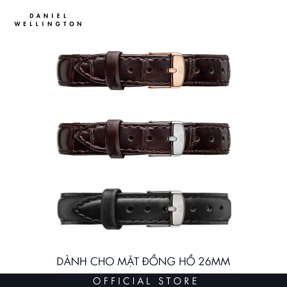 Dây da đồng hồ Daniel Wellington 13mm khóa màu vàng hồng - Cho đồng hồ Classy 26mm