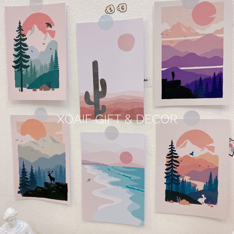 Set 6 tấm thiệp postcard NGHỆ THUẬT S1, S2 có sẵn decor trang trí phòng cực xinh