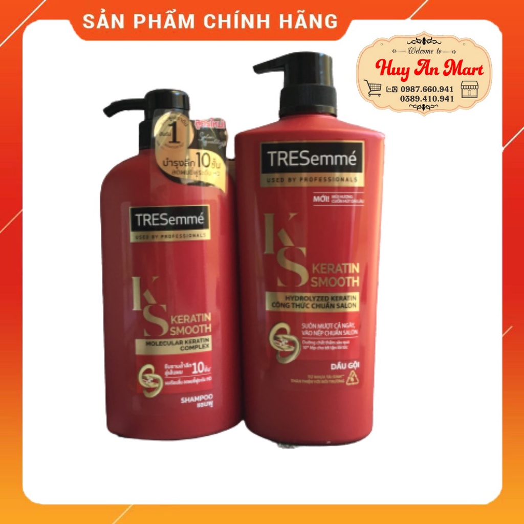 Dầu gội đầu TRESEMME Keratin Smooth màu đỏ-Thái Lan 450ML 5 TRONG 1 SUÔN MƯỢT VÀO NẾP