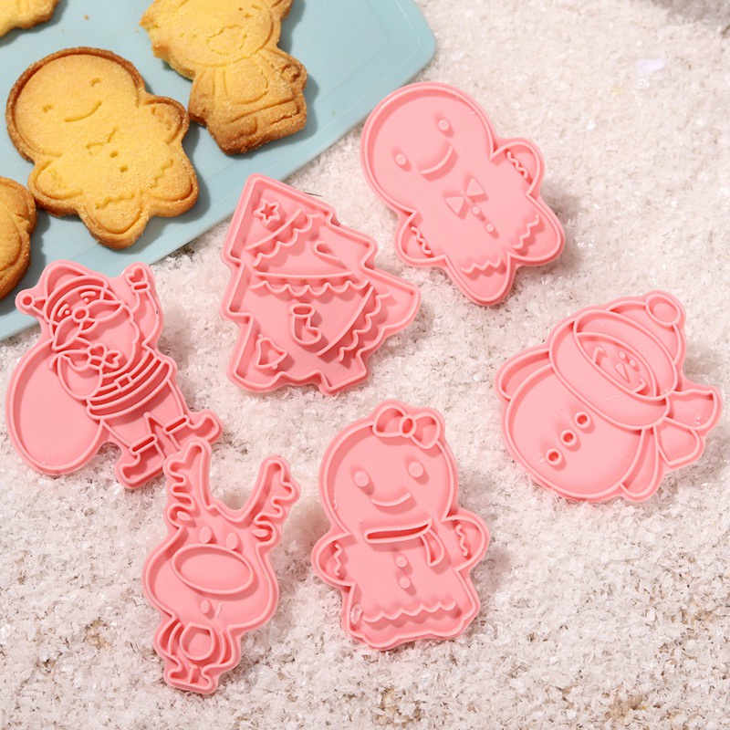 Bộ 6 Khuôn Cắt Bánh Quy Hình Hoạt Hình 3D Trang Trí Giáng Sinh 2023