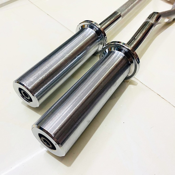 Đòn Tạ Dài 1m2 Inox Phi 50 Nhập Khẩu Cao Cấp (Kèm 2 Khóa Tạ)