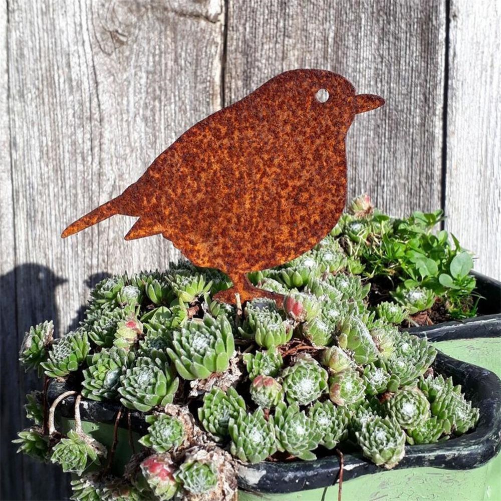 1Pc Rusty Metal Bird-shaped Sparrow Silhouettes Ornaments Fence Yard Art Gardening Statues Decoration