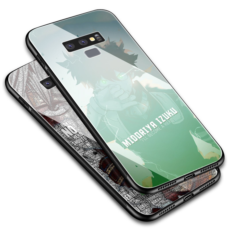 Ốp Điện Thoại Mặt Kính Cường Lực Viền Dẻo Họa Tiết Hoạt Hình My Hero Academia Cho Samsung Galaxy S7 Edge S8 S9 S10 S20 Plus D100