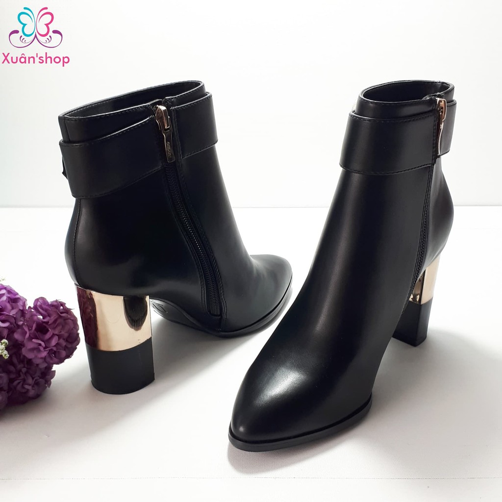 Bốt Daphne da trơn mịn gót 8cm (size 36-230)