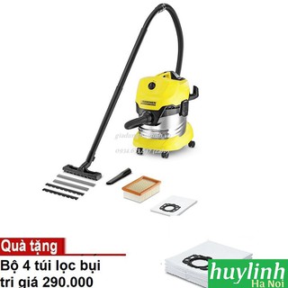 Máy hút bụi khô và ướt karcher wd4 premium - tặng bộ 4 túi lọc bụi trị giá 290.000