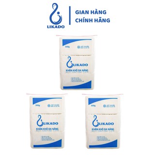 Khăn khô đa năng LIKADO 300g kích thước 14x20cm không hóa chất, tiết kiệm và an toàn cho mẹ và bé - SET 3 GÓI