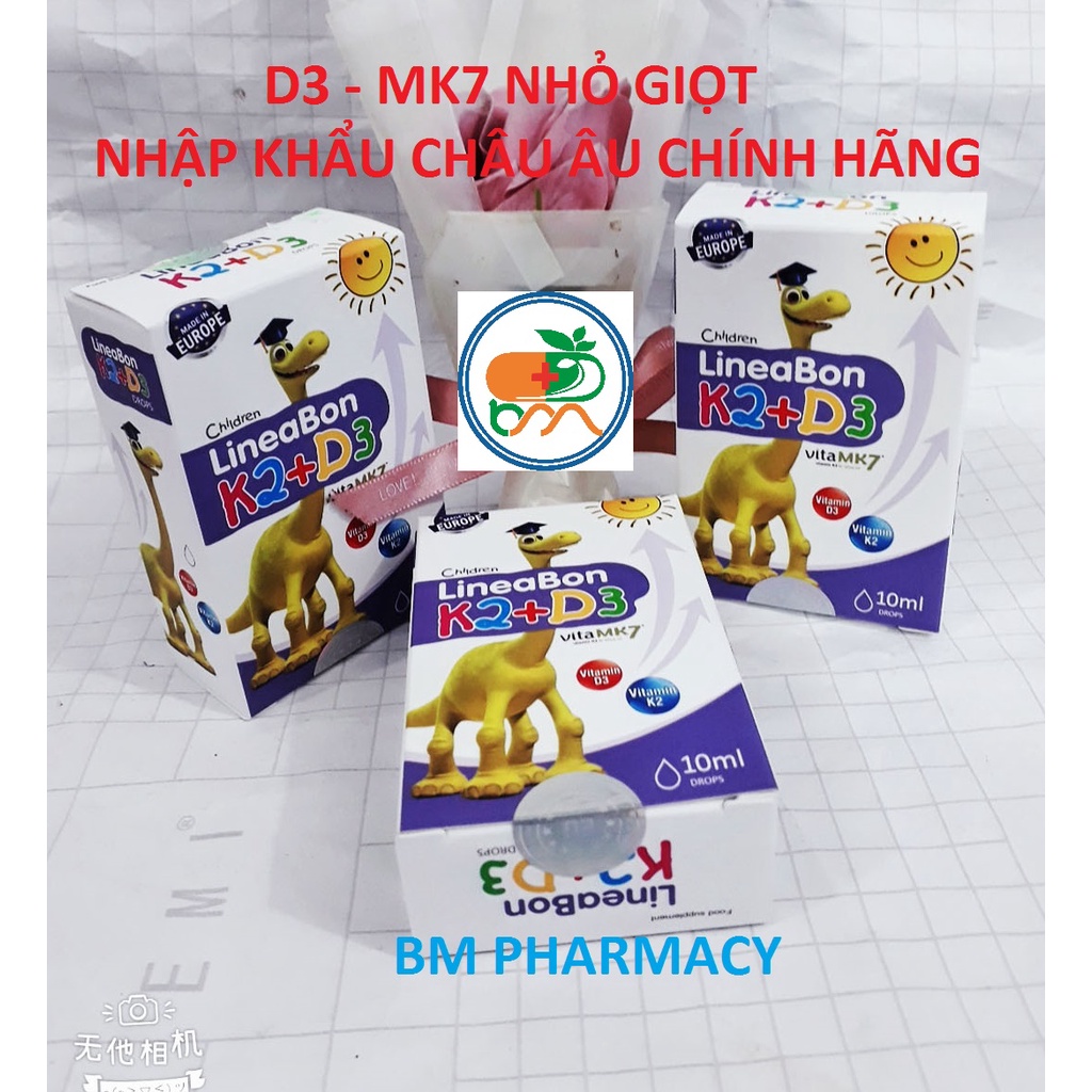 LineaBon K2 D3 (MK7) nhỏ giọt, Bổ sung Vitamin D3 và K2 giúp hỗ trợ hấp thu Canxi, giúp giảm nguy cơ loãng xương