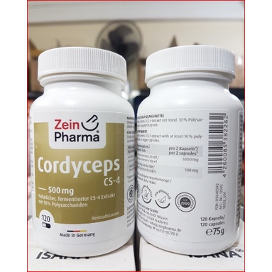 Hàng Đức Đông trùng hạ thảo Zein Pharma Cordyceps CS 4 lọ 120 viên