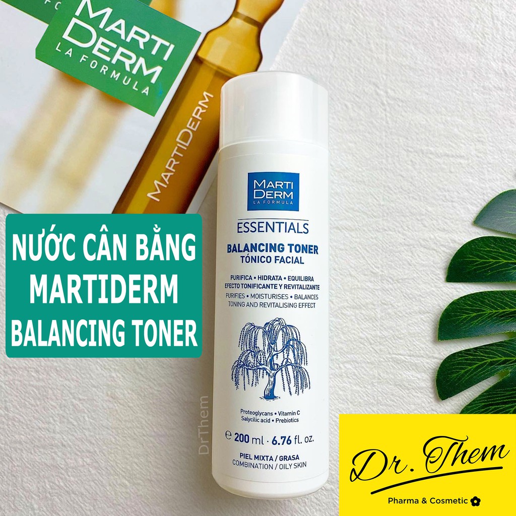 ✅[CHÍNH HÃNG] Nước Cân Bằng Làm Sạch Sâu Chứa BHA & Prebiotics MartiDerm Essentials Balancing Toner Acid 200ml