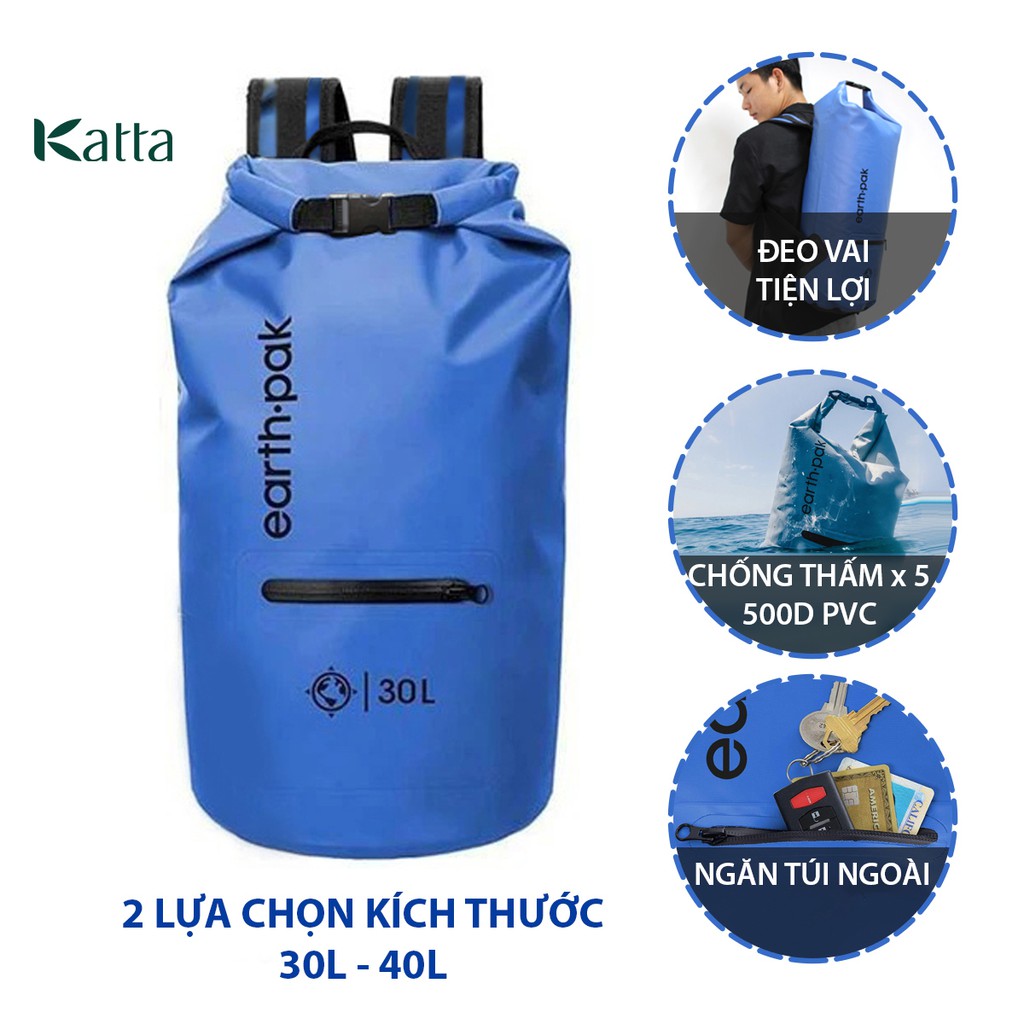 Balo đi phượt, leo núi, du lịch chống thấm nước 500D PVC có đai trợ lực ngực Made in Vietnam_Katta_V01_PK160