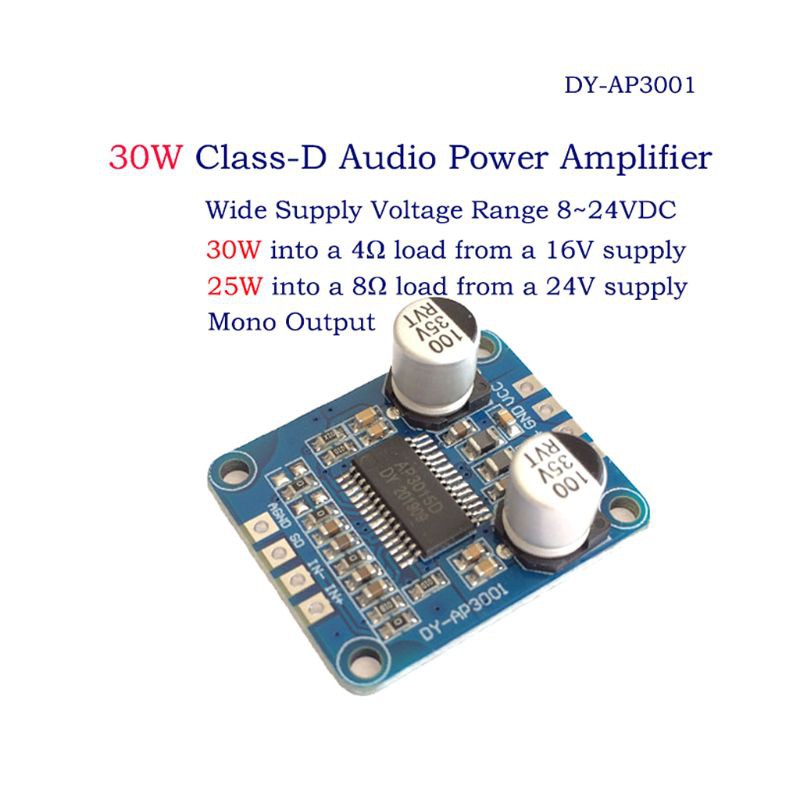 Mô-đun khuếch đại nguồn kỹ thuật số DY-AP3001 cấp D DC 12V 24V 8V-24V