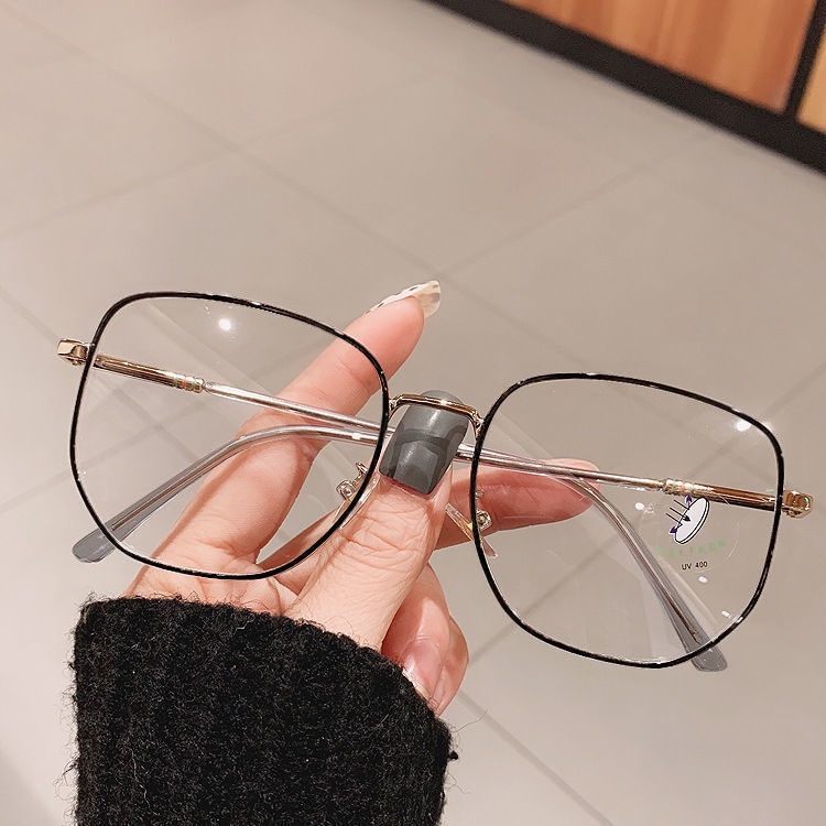kính cận có độ 0.5~6.0  Mắt Kính Chống Ánh Sáng Xanh Gọng Kim Loại Lớn Phong Cách Hàn Quốc Cho Nữ mắt kính cận