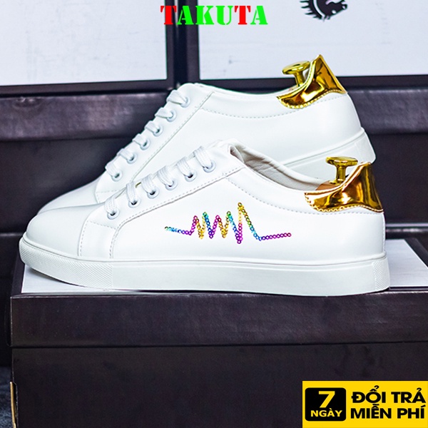 Giày Sneaker Nam thể thao màu trắng cổ cao cho học sinh phong cách Hàn Quốc TAKUTA mã SSKC
