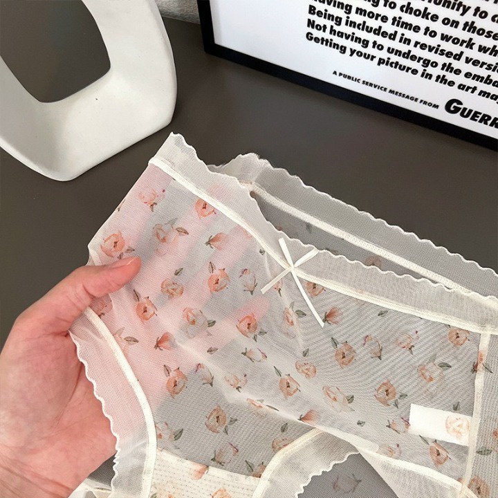 Quần Lót Nữ Ren Lưới Họa Tiết Hoa Nhí Dễ Thương 3392