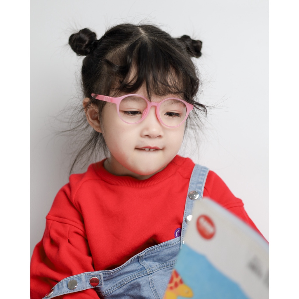 [NHẬN  LẮP CẬN ]Gọng kính trẻ em nhựa dẻo, siêu nhẹ, mắt kính tròn Z8803