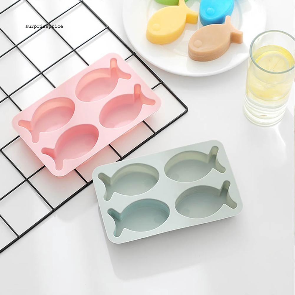 Khuôn silicone làm bánh 4 ô hình cá đáng yêu tiện dụng