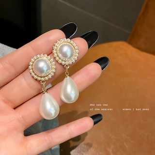 Khuyên Tai Bạc 925 Đính Ngọc Trai Phong Cách Retro Pháp Sang Trọng 2021 A1024