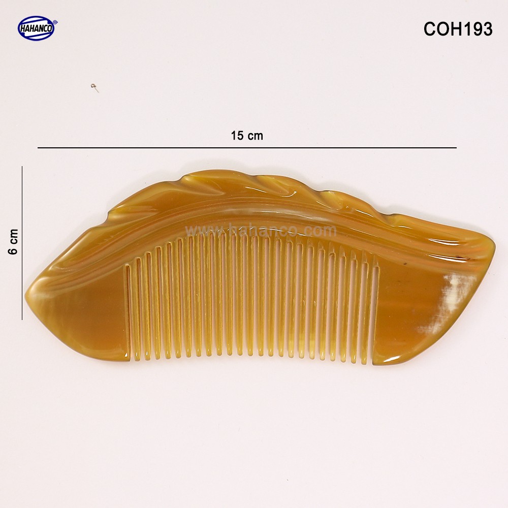 Lược sừng xuất Nhật - COH193 (Size: M - 15cm) Hình lá - Horn Comb of HAHANCO - Chăm sóc tóc