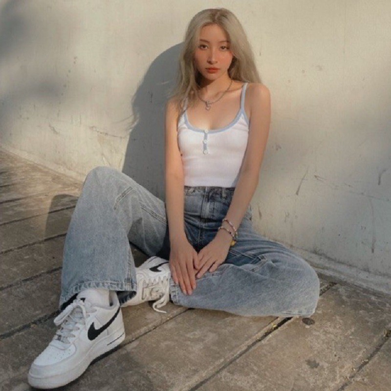 [Mã FAMAYWA giảm 10K đơn 50K] Áo 2 dây cúc ngực, áo hai dây croptop nữ dáng ôm chất thun gân - VIETCEN | BigBuy360 - bigbuy360.vn