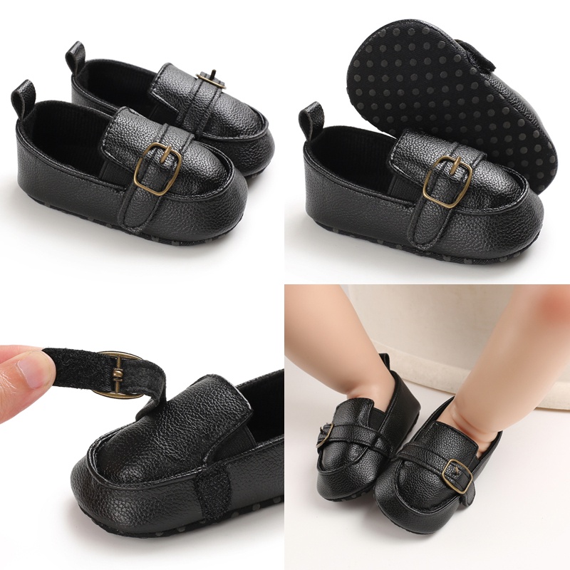 Giày Da Đế Mềm Chống Trượt Dành Cho Bé Trai Gái 0-18 Tháng Tuổi