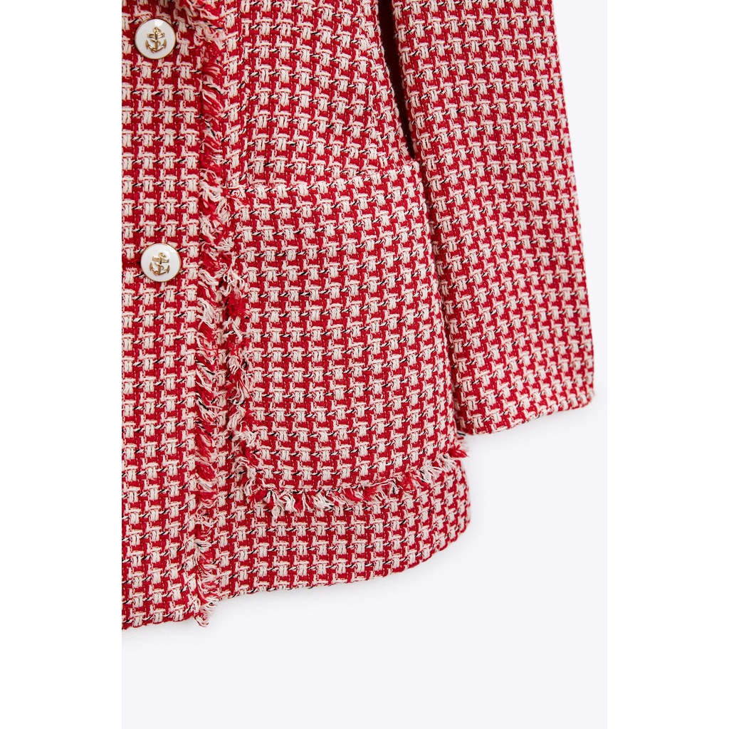 ÁO BLAZER NỮ HOẠ TIẾT HOUNDSTOOTH MÀU ĐỎ TRẮNG - 2443/148