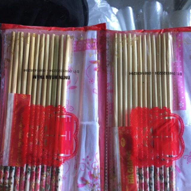 Đũa tre kèm tăm và giấy song hỷ dành cho đám cưới siêu tiện lợi