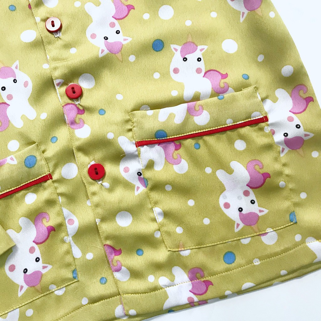 Pijama dài cho bé Lụa Satin mềm đẹp Nhiều mẫu hình thú đáng yêu 10-45kg