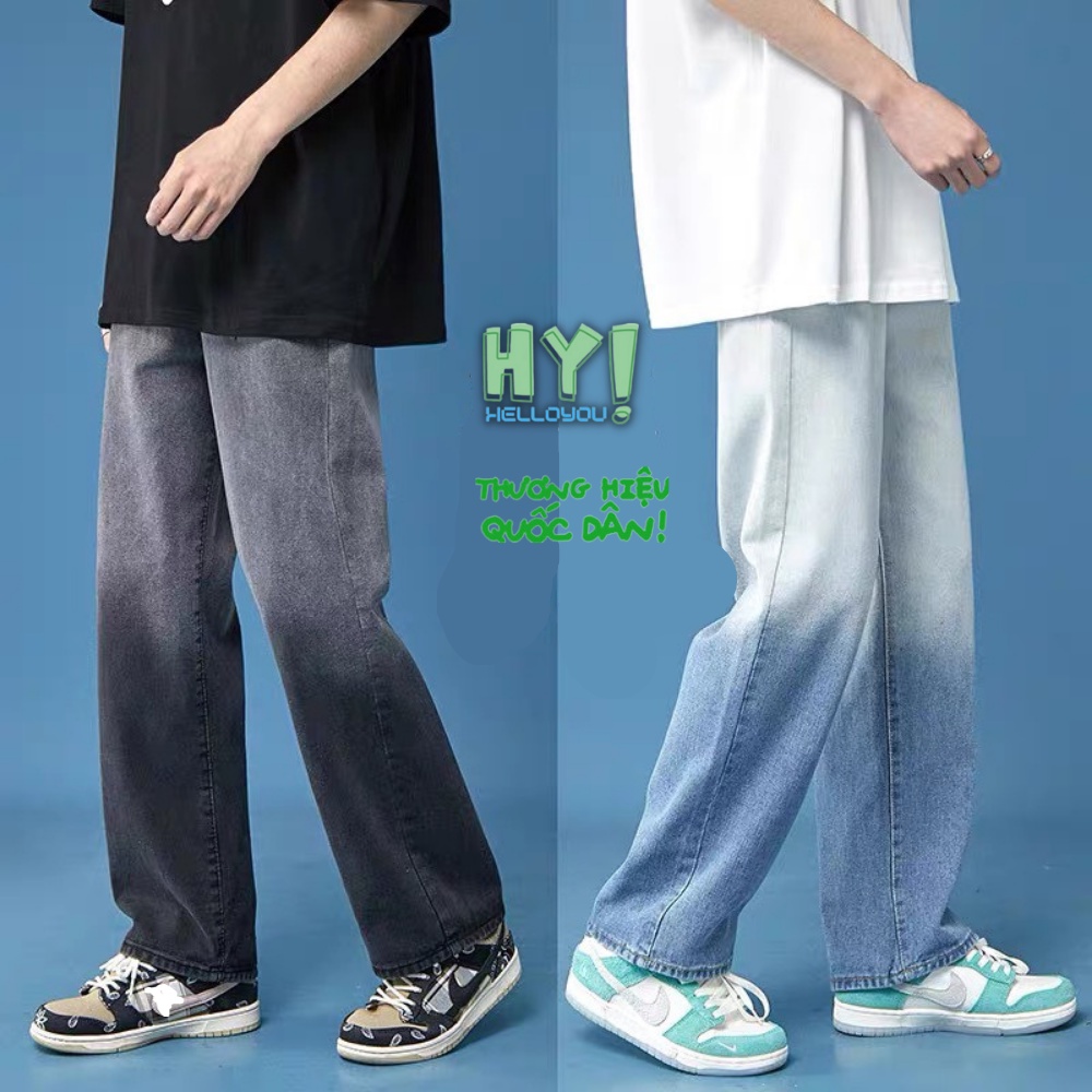 Quần jean nam loang nửa ống suông rộng dáng baggy Wash 2 màu đen - xám mã DX01 style Hàn Quốc 2022