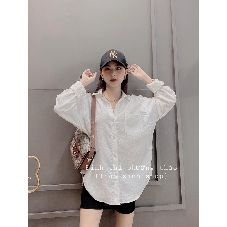Áo Sơ Mi Form Rộng Nữ SUA Store OVERSIZE Tay Dài Hàn Quốc Chất Đũi Siêu Mát Chất Lượng Cao Giá Rẻ