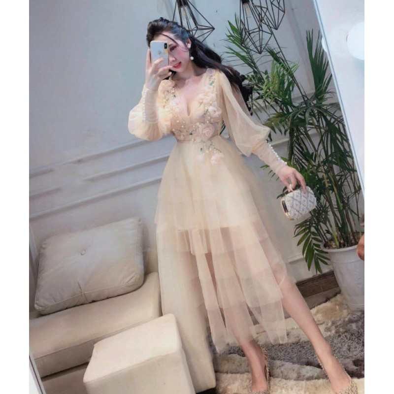 SIÊU PHẨM THẢO MÂY ĐẦM CÔNG CHÚA LƯỚI TẦNG KẾT HOA