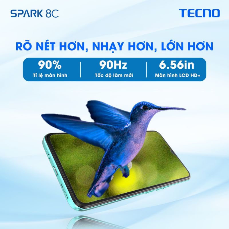 Điện thoại Tecno Spark 8C mới 100%, nguyên seal, pin trâu, chip mạnh, tặng kính cường lực