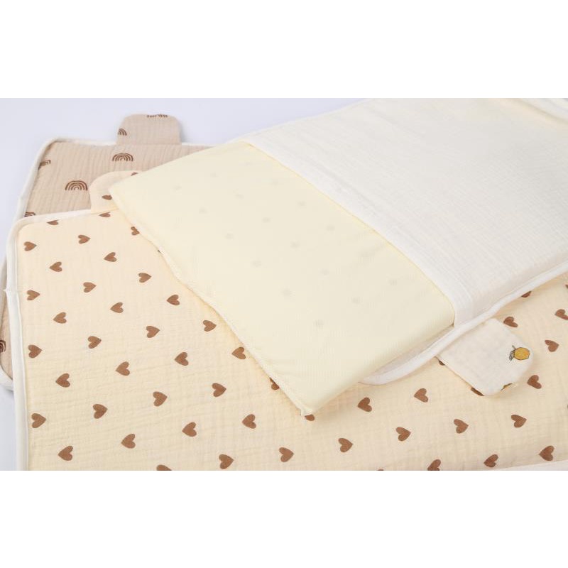 Gối cao su non thông hơi vỏ Muslin sợi tre cao cấp chống méo đầu và chống đổ mồ hôi đầu cho bé