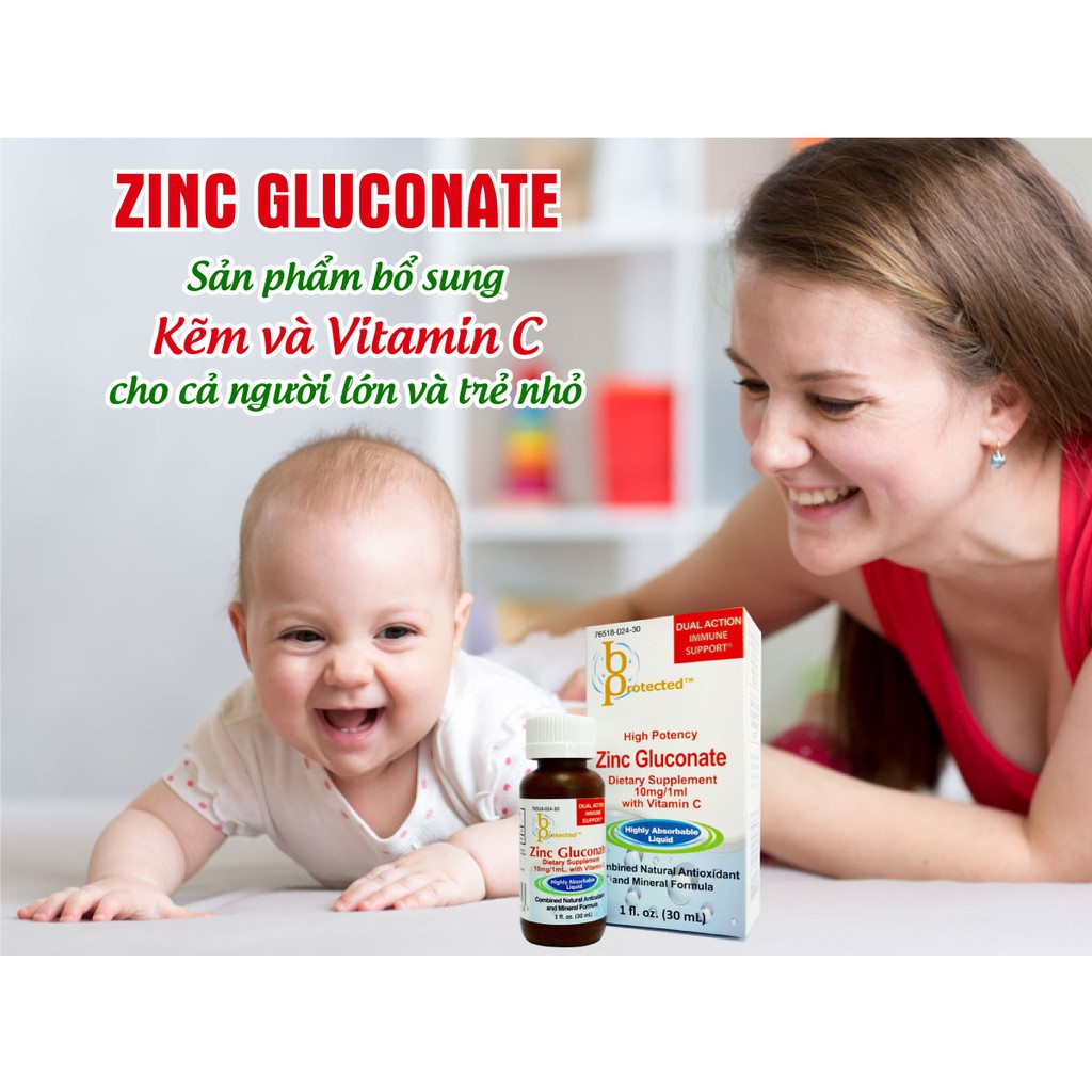 Kẽm Cho Bé Bprotected Pedia Zinc Gluconate & Vitamin C - Bổ Sung Kẽm Cho Trẻ Biếng Ăn ,Tăng Cường Hấp Thu & Sức Đề Kháng